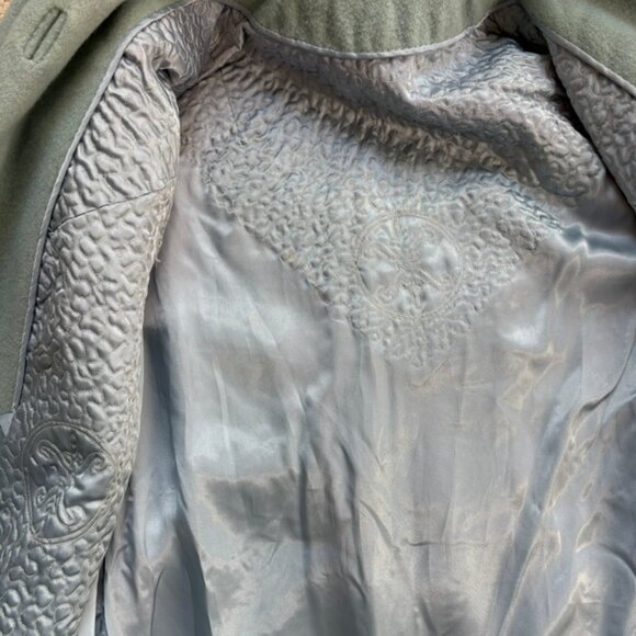 Vintage Teal Blue Wool Lined Dress Coat Cuffs - Picture 13 of 16